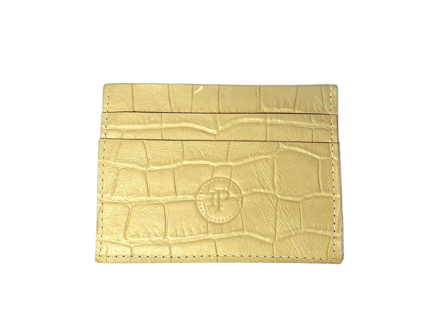 Cream Croc Card Case 3 Slots