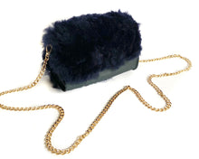 Load image into Gallery viewer, Navy Shearling Mini Bag